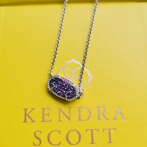 Kendra Scott Elisa Silver Multicolor Drusy Necklace New